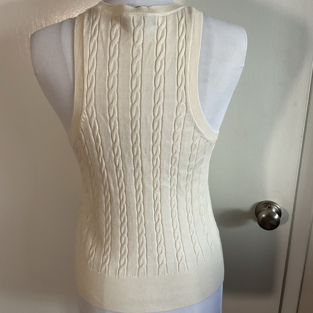 Banana Republic 100% Merino Wool Cable Knit Halter Top Cream Beige Medium - Picture 6 of 6